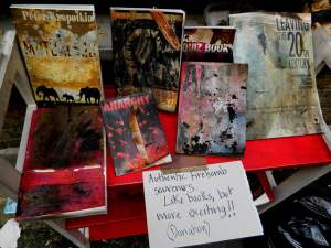 Books on a table
